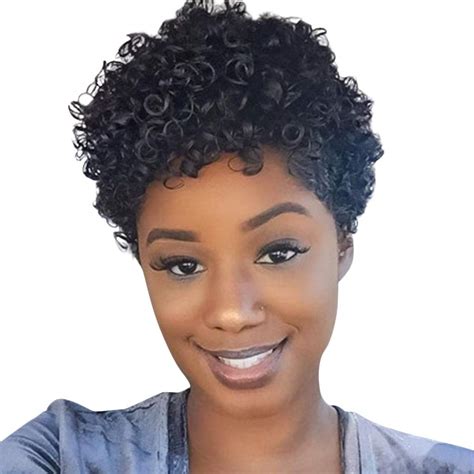 mlide short curly kinky wigs black for women fluffy wavy