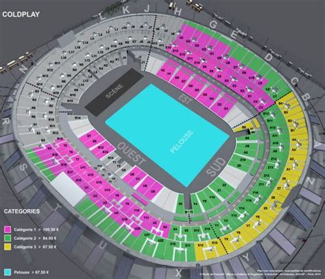 Plan De Salle Du Concert De Coldplay Le Samedi 15 Juillet 2017 Au Stade