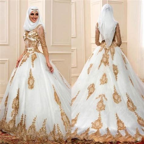 Discount Modern Muslim Wedding Dresses 3 4 Sleeves With