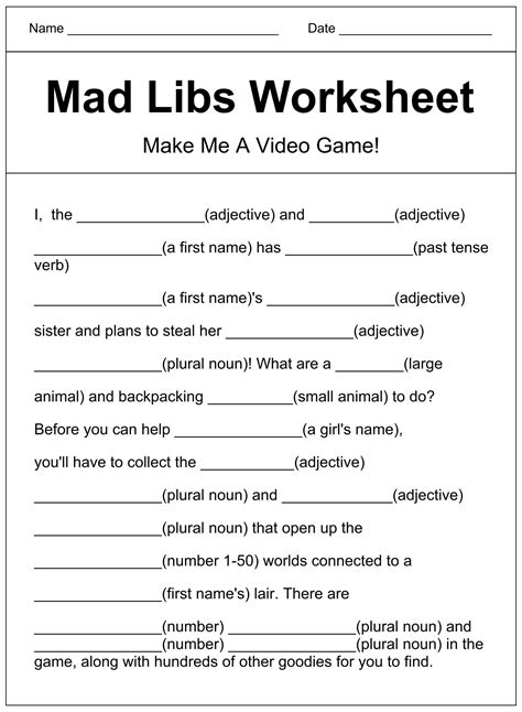 mad libs template