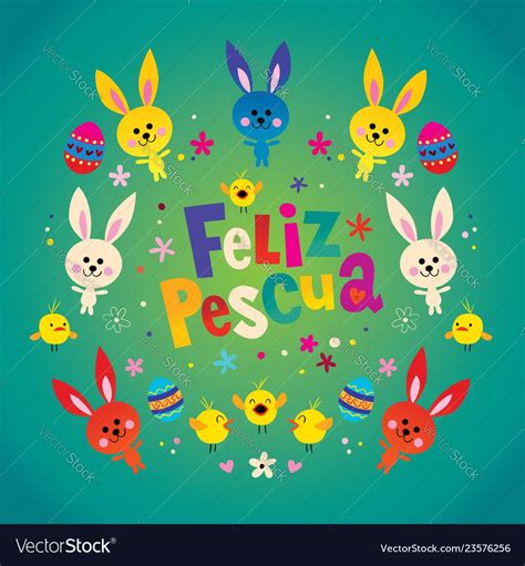 feliz pascua happy easter  spanish greeting card