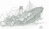 Titanic Sunken Sinking Britannic Breakup Underwater sketch template