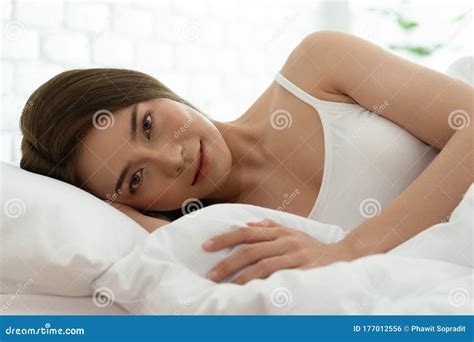 Beautiful Woman Sleeping On White Bed In The Bedroom Sweet Dreams