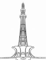 Minar Pakistani Lahore Supercoloring Independence sketch template