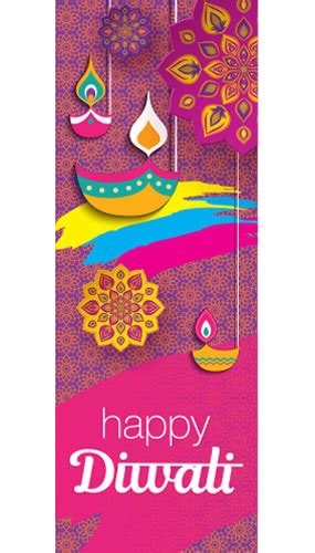 happy diwali candles and flowers wall poster pvc party