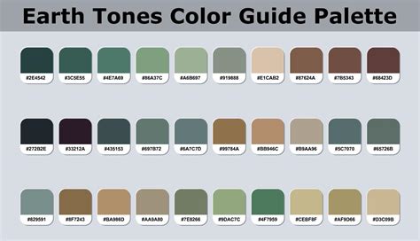 set  earth tones color palette catalog sample  rgb hex codes