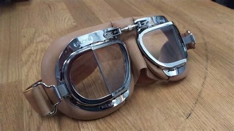 halcyon mark  chrome  tan leather goggles moto amore