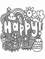 Coloring Happy Pages Printable Adults Drawing Doodle Colorings Categories Quotes sketch template