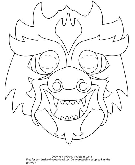 chinese  year dragon mask coloring page  printable coloring