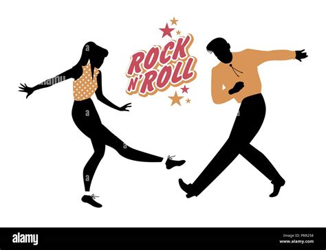 Jeune Couple 50 Ans Portant Des Vêtements Danser Le Rock And Roll