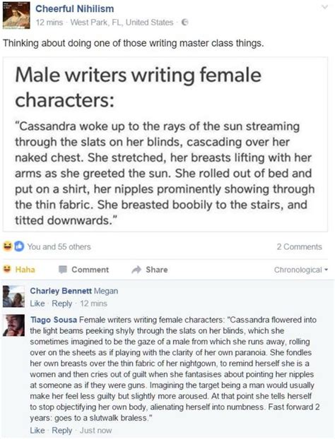 How Male And Female Writers Write Female Characters Funny Quotes