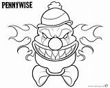 Pennywise Coloring Pages Chibi Draw Printable Kids sketch template