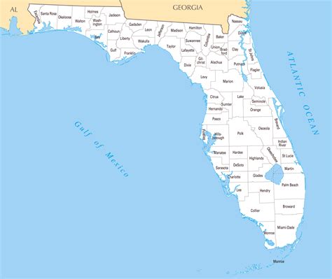 large administrative map  florida state florida state usa maps