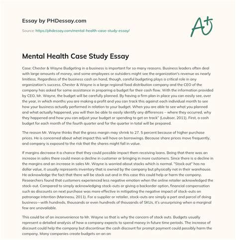 mental health case study essay  words phdessaycom