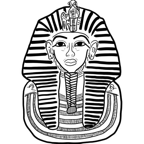 Tutankhamun Black And White Illustration Wall Decor
