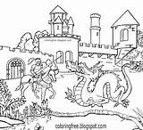Medieval Castles Castle Knights Camelot Detailed Getdrawings Manuscript Terrain Leaning sketch template