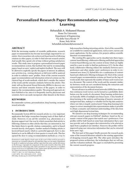 personalized research paper recommendation  deep learning