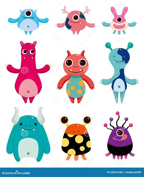 cartoon monster icons royalty  stock  image