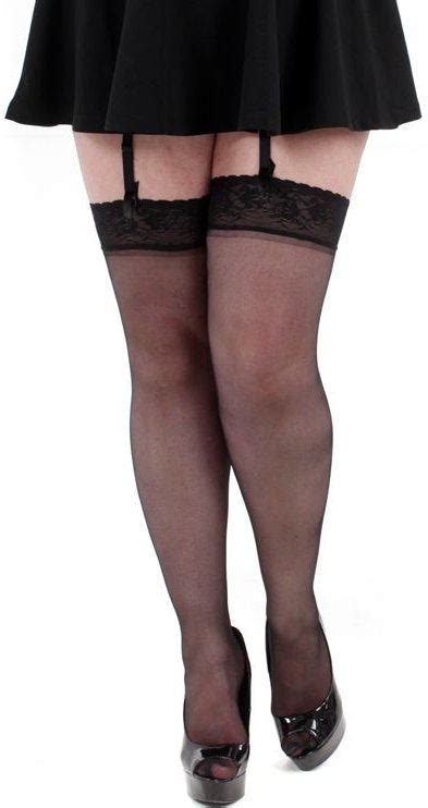 plus size black lace top thigh high stockings 2x 3x donatella s hosiery