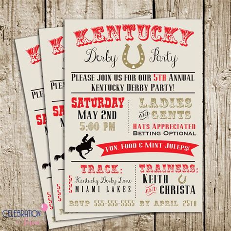 kentucky derby party printable invitation  shopcelebrationlane