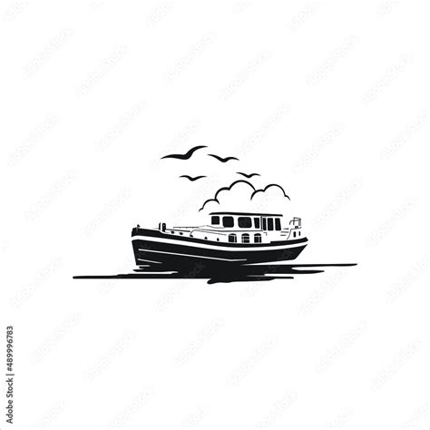 black barge logo design image  sea transportation  barge boat logo vector stock vector