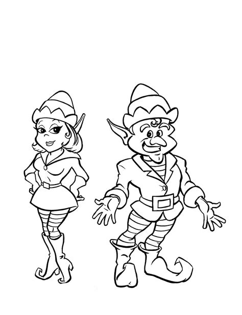 printable girl elf   shelf coloring pages   clip
