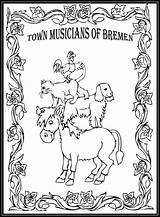 Bremen Musicians Storybook Musicos Flute Brema sketch template