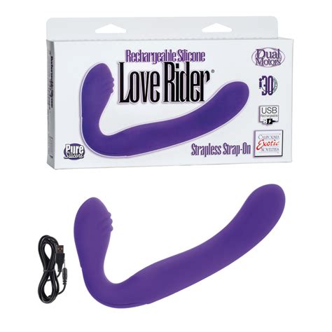 Usb Rechargeable Silicone Love Rider Strapless Strap On Purple
