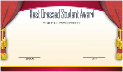 dressed student award certificate
