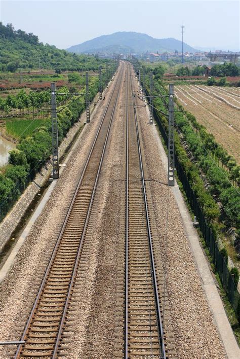 double track railway stock image image  economy fast