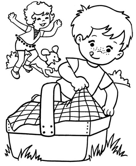 family picnic spring activities coloring pages netart