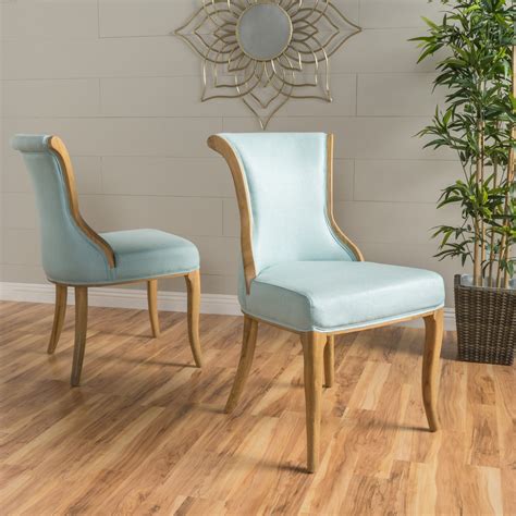 noble house francisco light blue fabric dining chair set