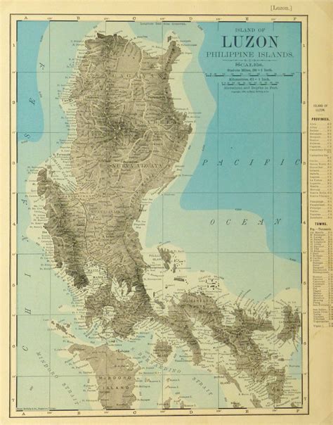 Luzon Island Philippines Map 1895 Original Art