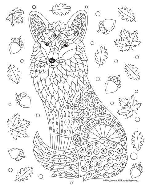fox adult coloring page woo jr kids activities childrens publishing