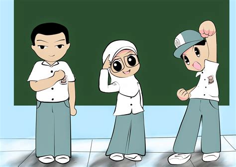 gambar animasi keren gambar kartun sekolah islami  anak