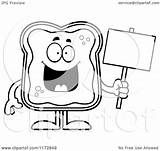 Happy Jam Toast Clipart Mascot Holding Sign Cartoon Cory Thoman Outlined Coloring Vector sketch template
