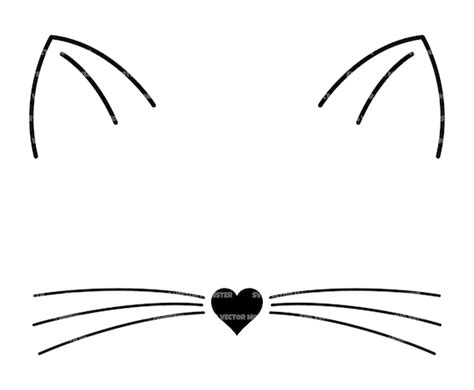 cat face svg cat ears nose whiskers svg kitten face svg etsy