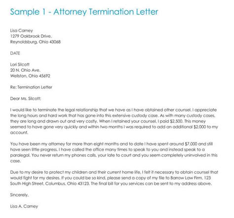 attorneylawyer termination letter template