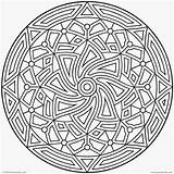 Coloring Pages Mosaic Printable Geometric Library Clipart Flower sketch template