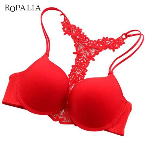 Ropalia Push Up Bra Sexy Lace Women Underwear Front Closure Hollow Back