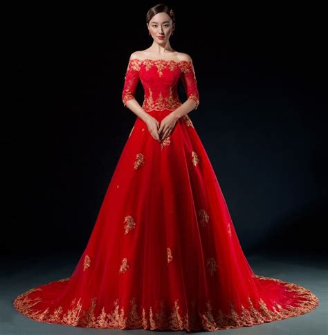 Buy 2017 Red Gold Arabic Wedding Dresses