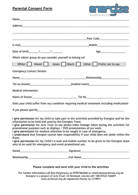 child medical consent form template tutoreorg master  documents