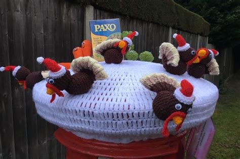 animal rights activists prime suspects  theft  knitted christmas post box topper