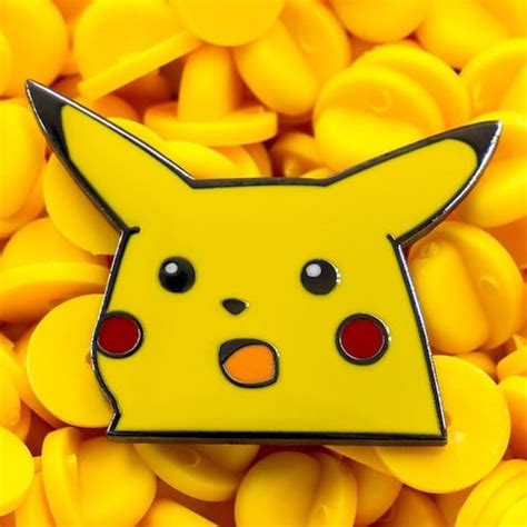 Surprised Pikachu Meme Enamel Lapel Pin Etsy