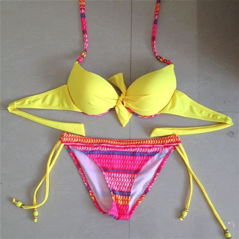direct manufacturer bikini set push  vintage  swimwear brasil bottom top swimsuit pad