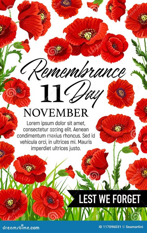 november poppy remembrance day vector card stock vector