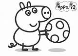 Peppa Pig Coloring George Brother Football Playing sketch template
