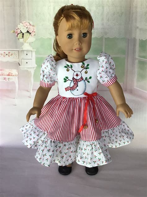 18 Inch Doll Christmas Dress Fits American Girl Dolls Novelty Snowman