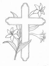 Easter Coloring Lily Pages Cross Printable Color Christian Lilies Print Kids Religious Clipart Printables Stickers sketch template