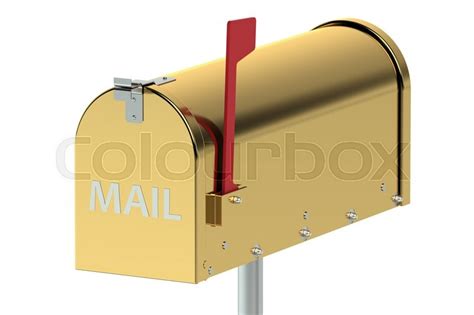 gold mailbox isolated  white stock image colourbox